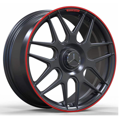 19" Matt Black With Red Lip forjó las ruedas para Mercedes Benz AMG GT